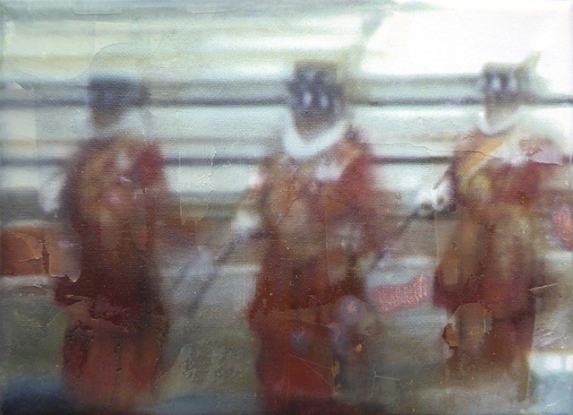 2017 · Zeremonie 8 (Papstparade) · Mixed Media auf Leinwand · 13 x 18 cm
